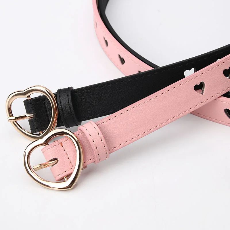 Women's Heart Buckle Pin Belt – Stylish Versatile Waist Belt for Jeans & Dresses