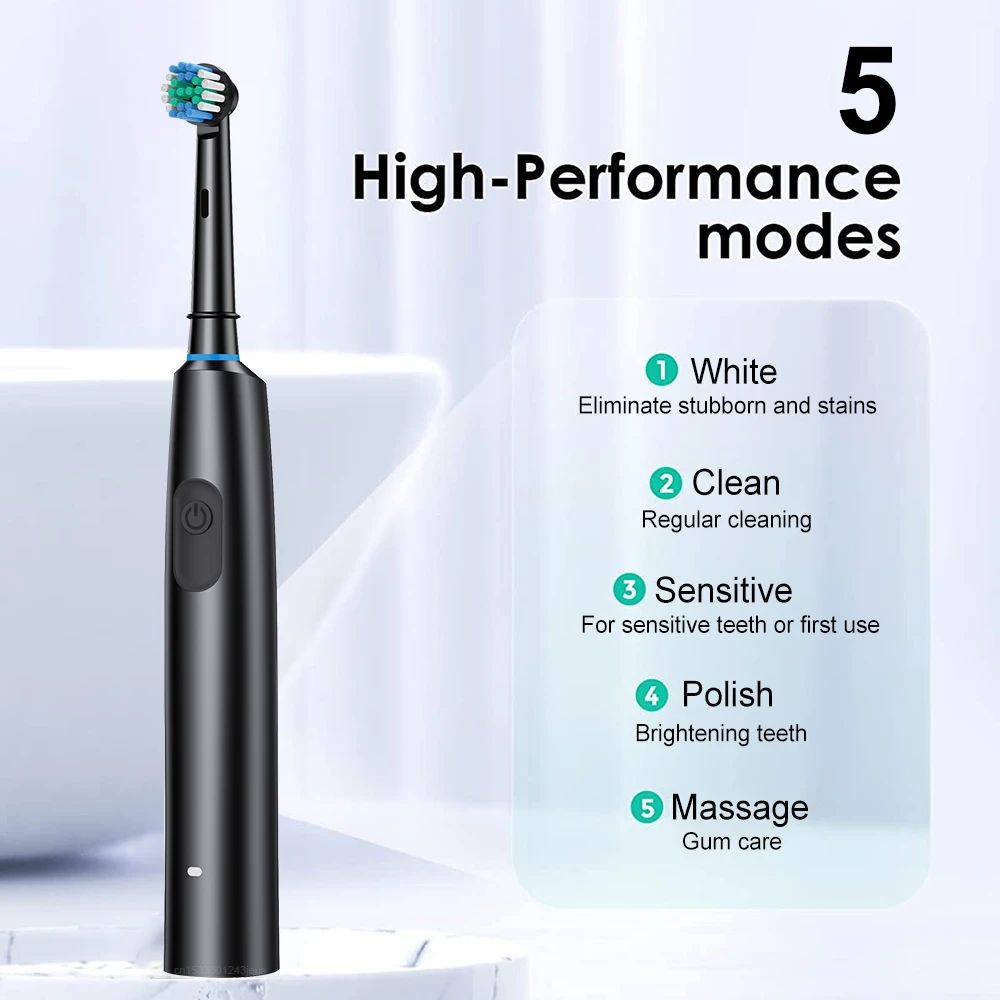 Rechargeable Electric Toothbrush with 8 Soft Brush Heads