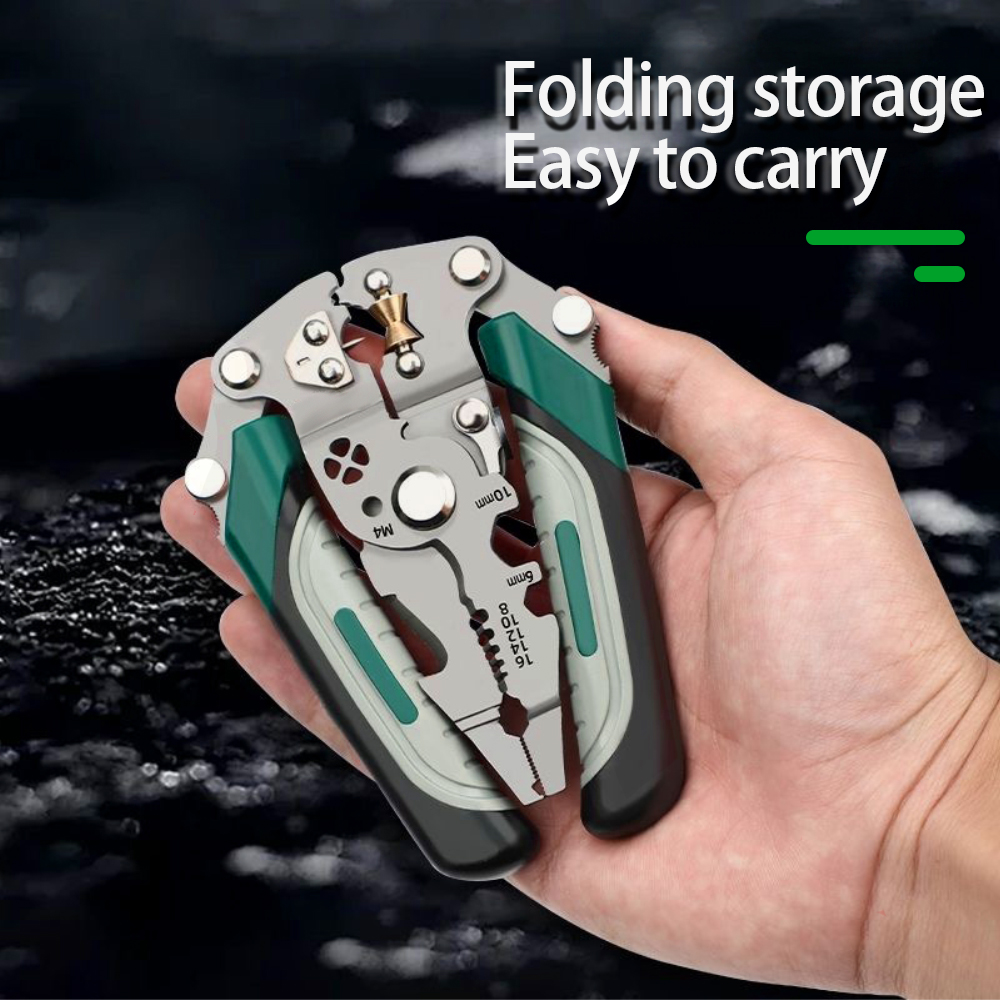 Multi-Function Electrician Wire Splitter, Foldable Wire Stripper, Wire Winding Pliers, Crimping Pliers Hand Tool