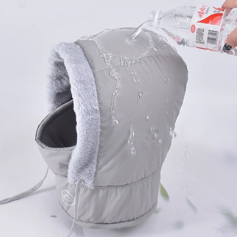 Unisex Plush Balaclava Hat Winter Warm Knitted Neck Scarf with Face Mask