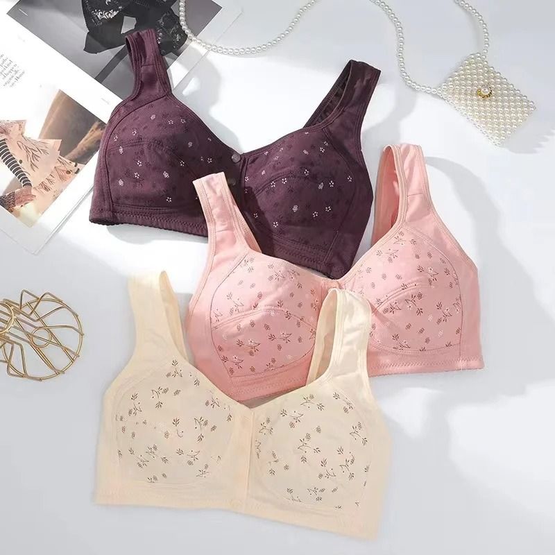 PureComfort Front Closure Cotton Bra Wire Free Sleep Bralette