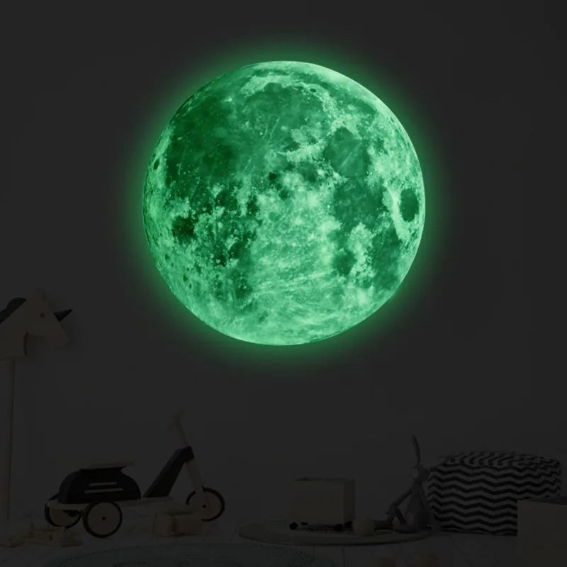 3D Glow in the Dark Moon Wall Sticker Luminous PVC Decal