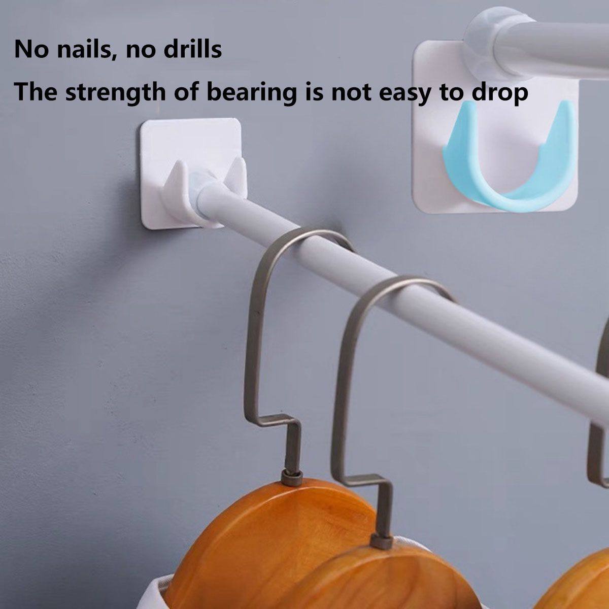 Adjustable Curtain Rod Bracket Holders Hooks Self-adhesive Punch-free Curtain Fixing Clip Household Pole Support
