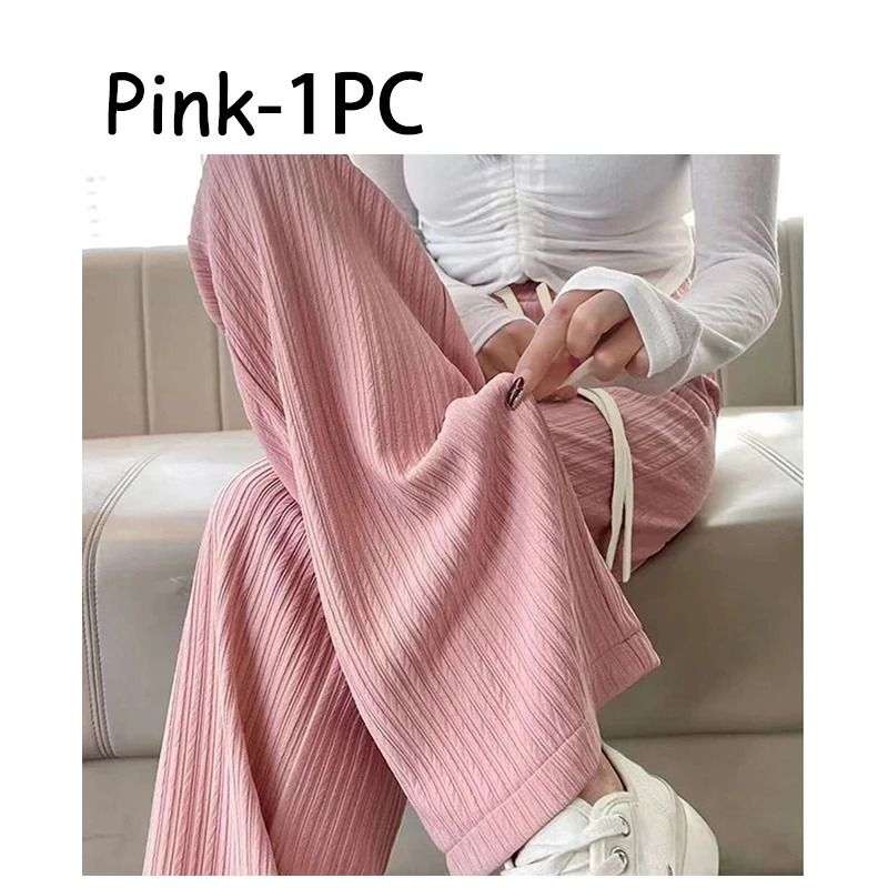 Summer Bubble Milk Puff Cloud High Waist Wide Leg Pants Women