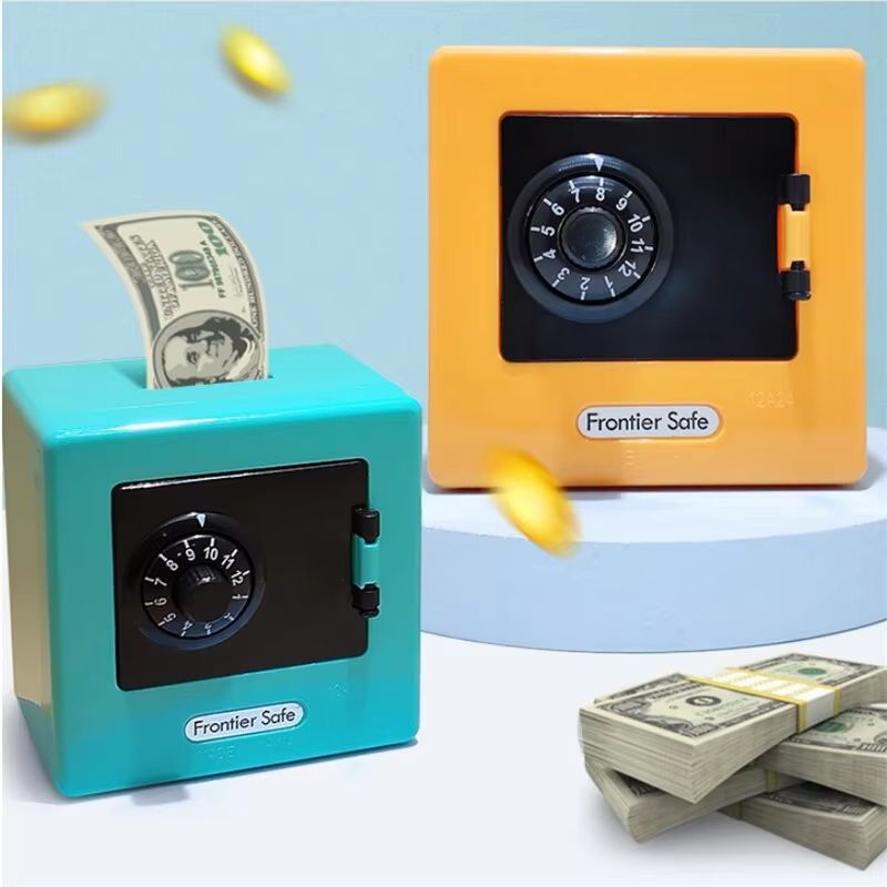 Retro ATM Mini Money Box with Rotating Password, Automatic Cash and Coin Saver Bank