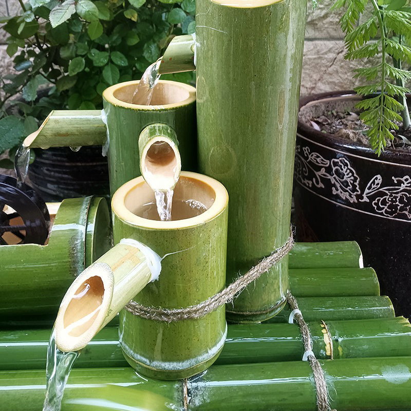 Bamboo Fountain Modern Home Decor Water Fountains Ornaments Garden Decoration for Indoor Outdoor Patio, Fish Tank