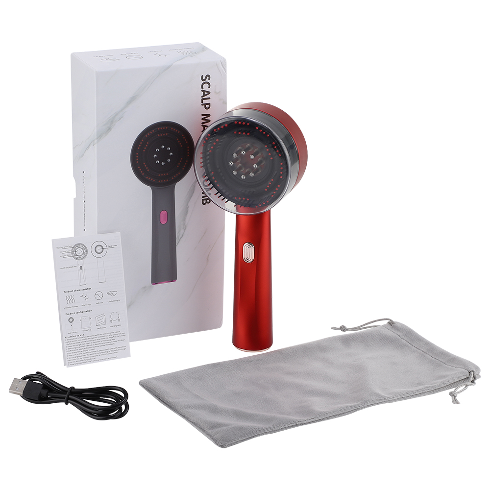 Electric Hair Regrowth Brush with Infrared Light, Scalp Massage & Anti-Hair Loss Scrubber
