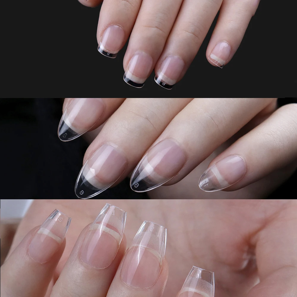 Super Short Almond Full Cover Sculpted Soft Gel Nail Tips, Capsule Americaine Gel X, Press On Artificial Fake Nails