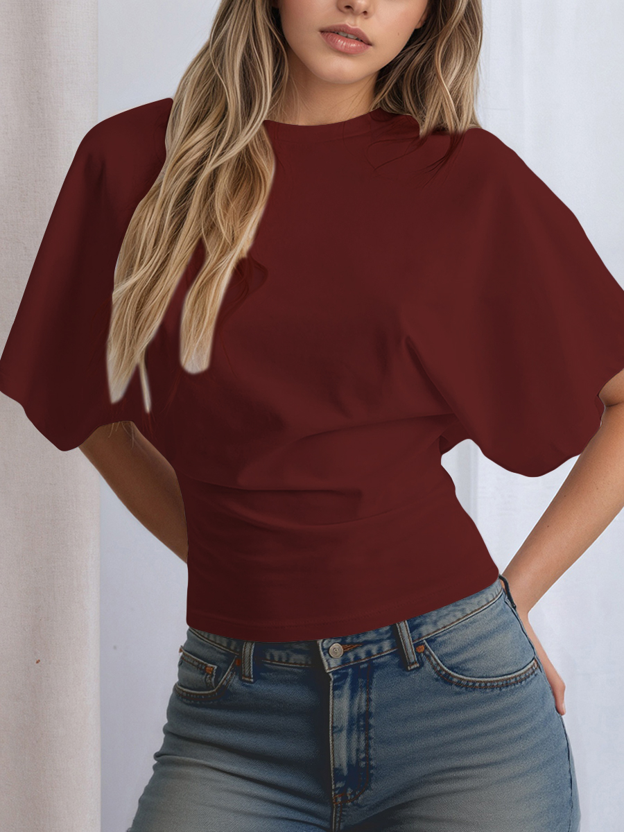 Tops Waist Slimming Sweet Hottie Design Positive Shoulder Top