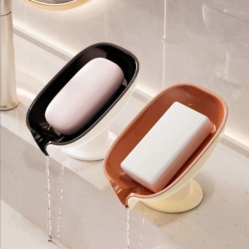 AquaLift Wall-Mount Suction Cup Soap Holder with Drain Tray – No Drill Bathroom Shelf