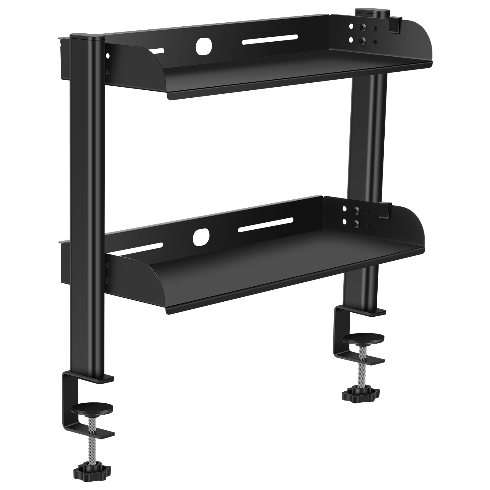 Adjustable Clamp-on Desk Shelf, No Drill, Metal Organizer Rack, High Load-Bearing, Space Saving, Desktop Clamp