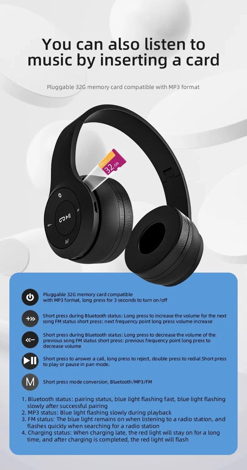 Wireless Bluetooth Noise Canceling Headphones P47