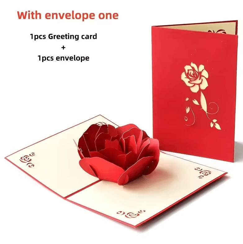 Elegant 3D Pop-Up Rose Birthday Card with Envelope – Perfect for Special Occasions