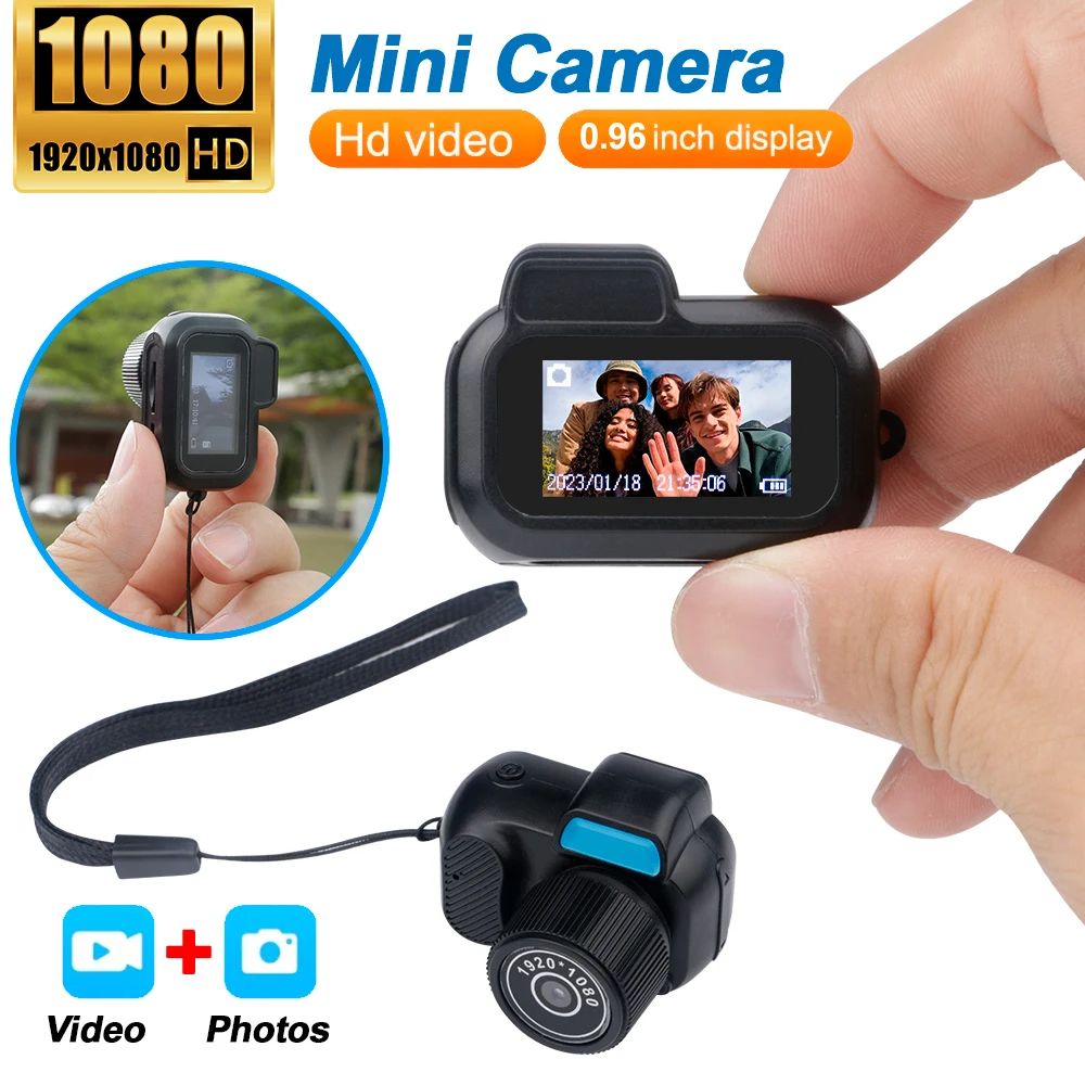 Mini Camera With Screen CMOS, Indoor Outdoor Sports Portable Vintage Video Recorder, HD Mini Cam Supports TF Car