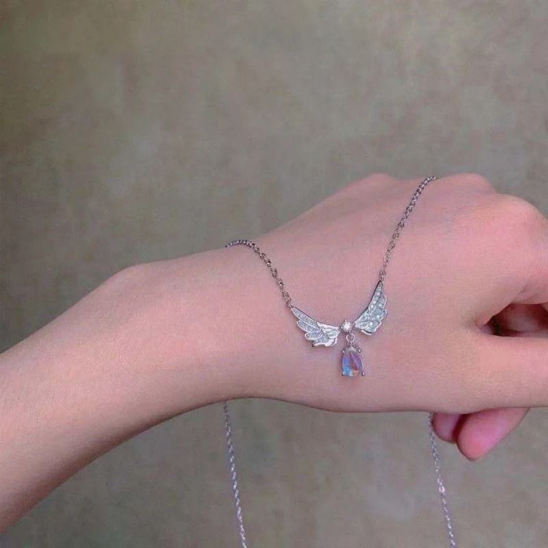 Angel Wings Moonstone Pendant Necklace