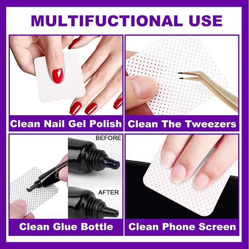 Lint Free Nail Wipes 100/200/300 Pieces - Absorbent Soft Nail Polish Remover Pads
