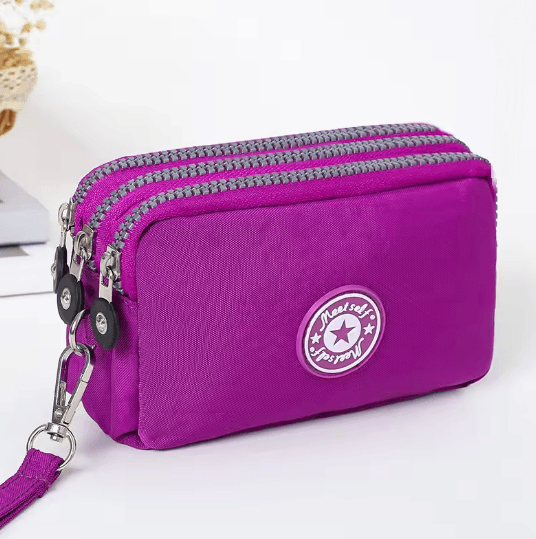 SoftCarry Womens Wrist Phone Purse Three Layer Zipper Handbag