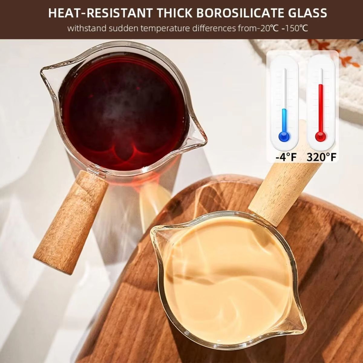 Premium 75ml Glass Espresso Measuring Cup – Double/Single Spout Milk Jug with Handle