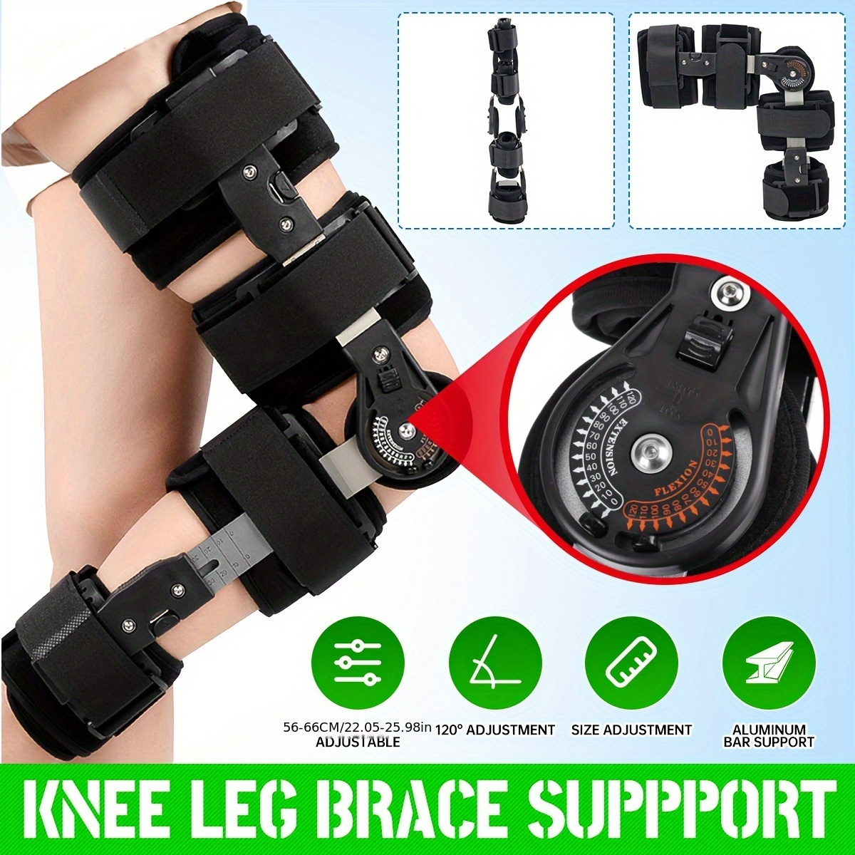 Adjustable Hinged Knee Brace with Button Sponge-Lined for Comfort Stabilizer for Injury Recovery