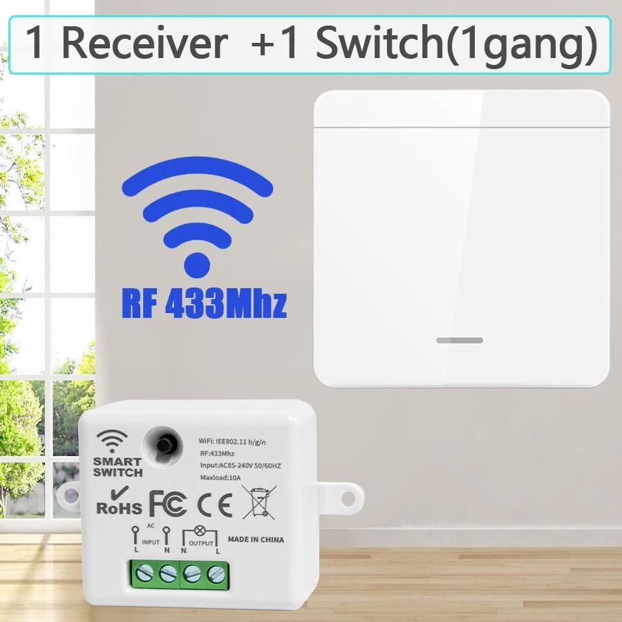 RF 433MHz Wireless Light Switch Receiver and Wall Panel Controller