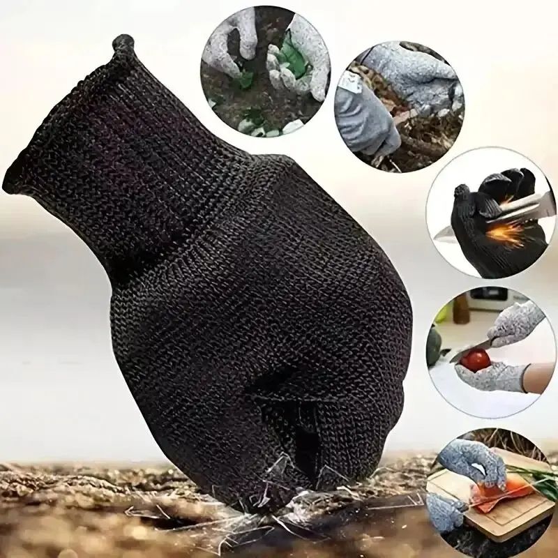 1 Pair Stainless Steel Wire Cut-Resistant Anti-Cutting Safety Gloves Durable Protective Work Gloves for Hand Safety