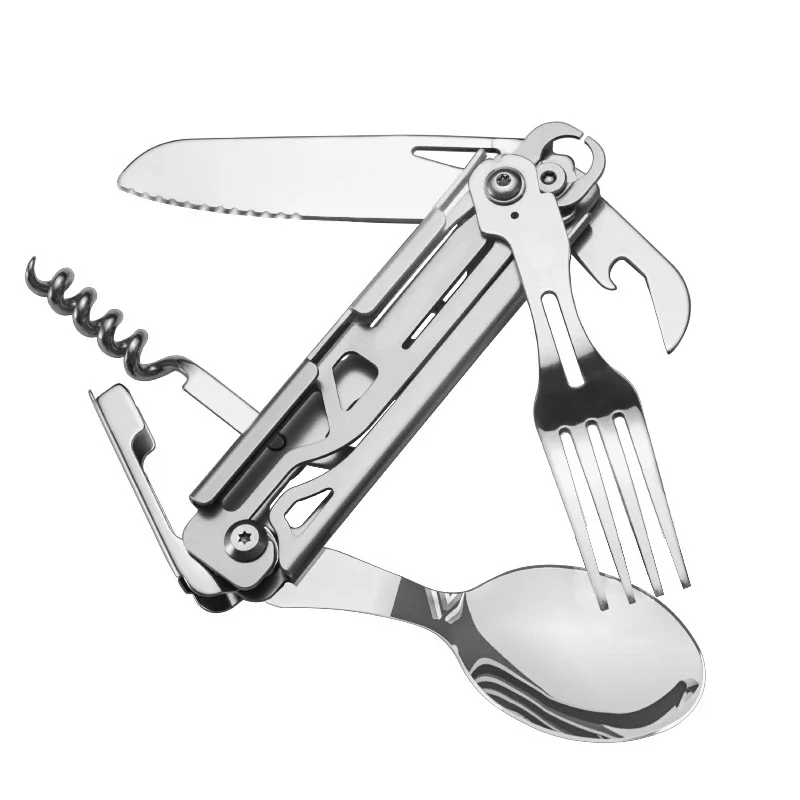 Titanium Camping Utensils Set Portable Folding EDC Camping Cutlery Multi Tool