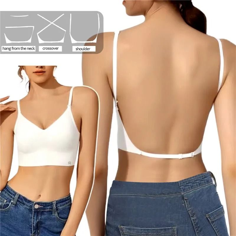 2024 Invisible Backless Push Up Bra | Low Cut Plunge Open Back Lingerie