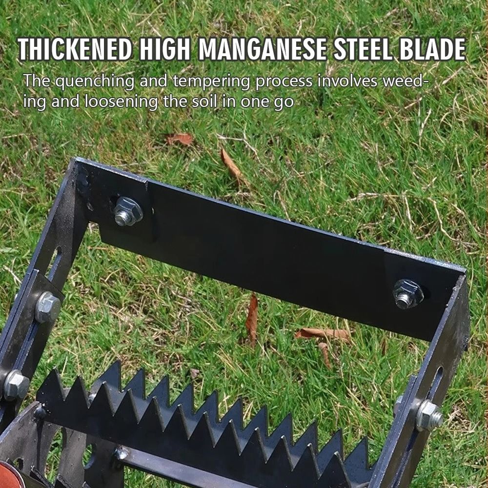 Wheeled Hand Push Weeder with Manganese Steel Saw Tooth Blades