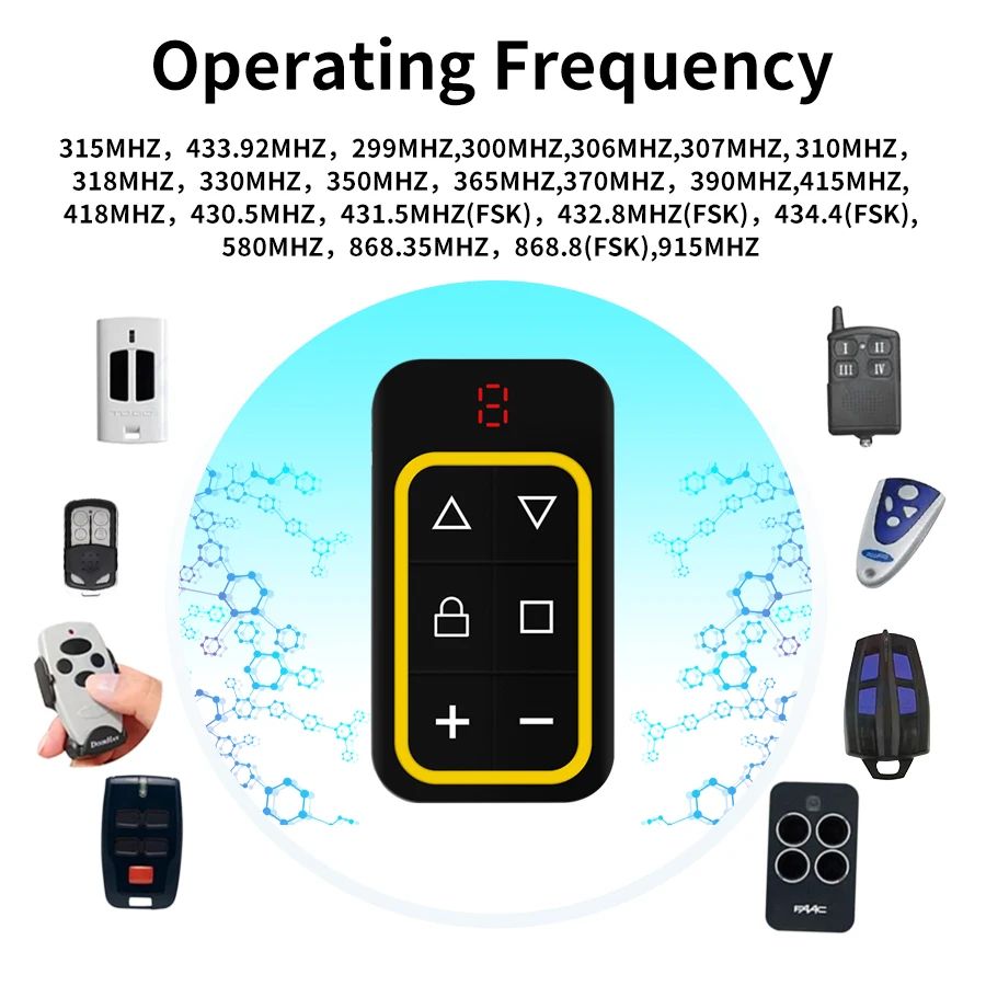 Universal Garage Door Remote Control Duplicator 8-Channel Multi-Frequency