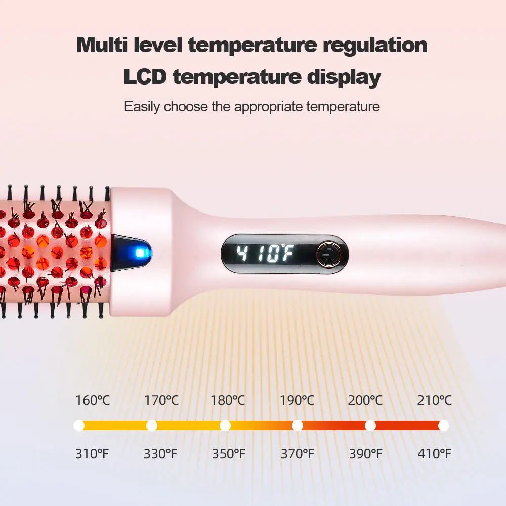Ionic Infrared Heated Round Brush – 3-in-1 Hair Straightener & Curling Hot Brush