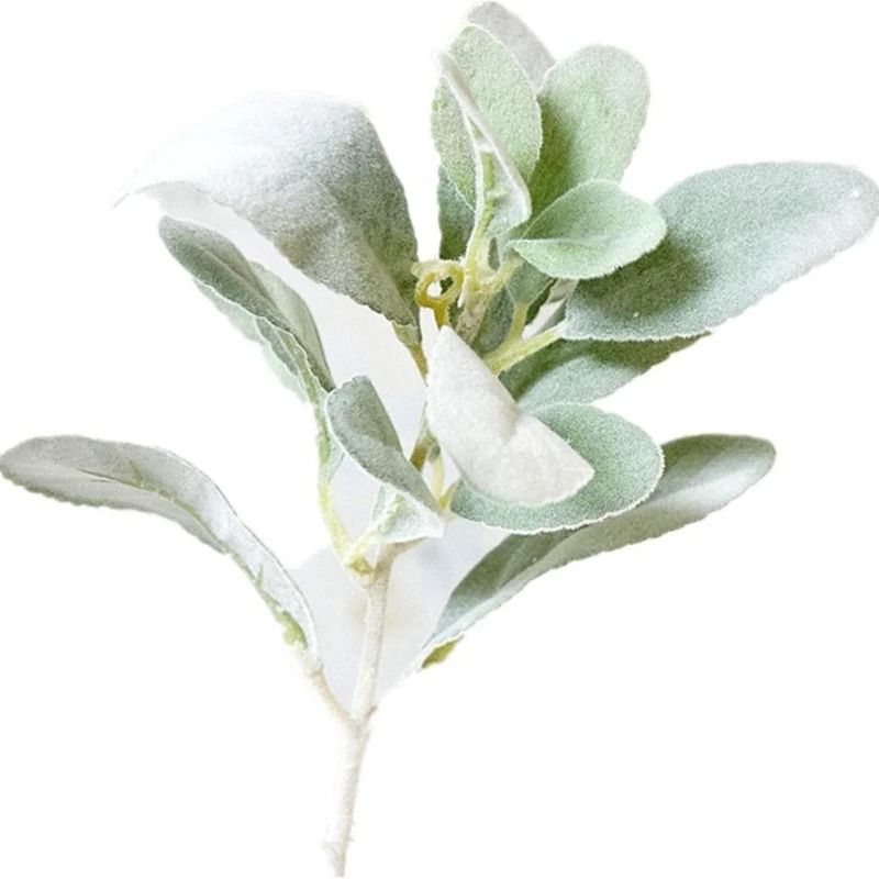 Artificial Lambs Ear Stems Faux Greenery Branches for Wedding Bouquet and DIY Floral Arrangement