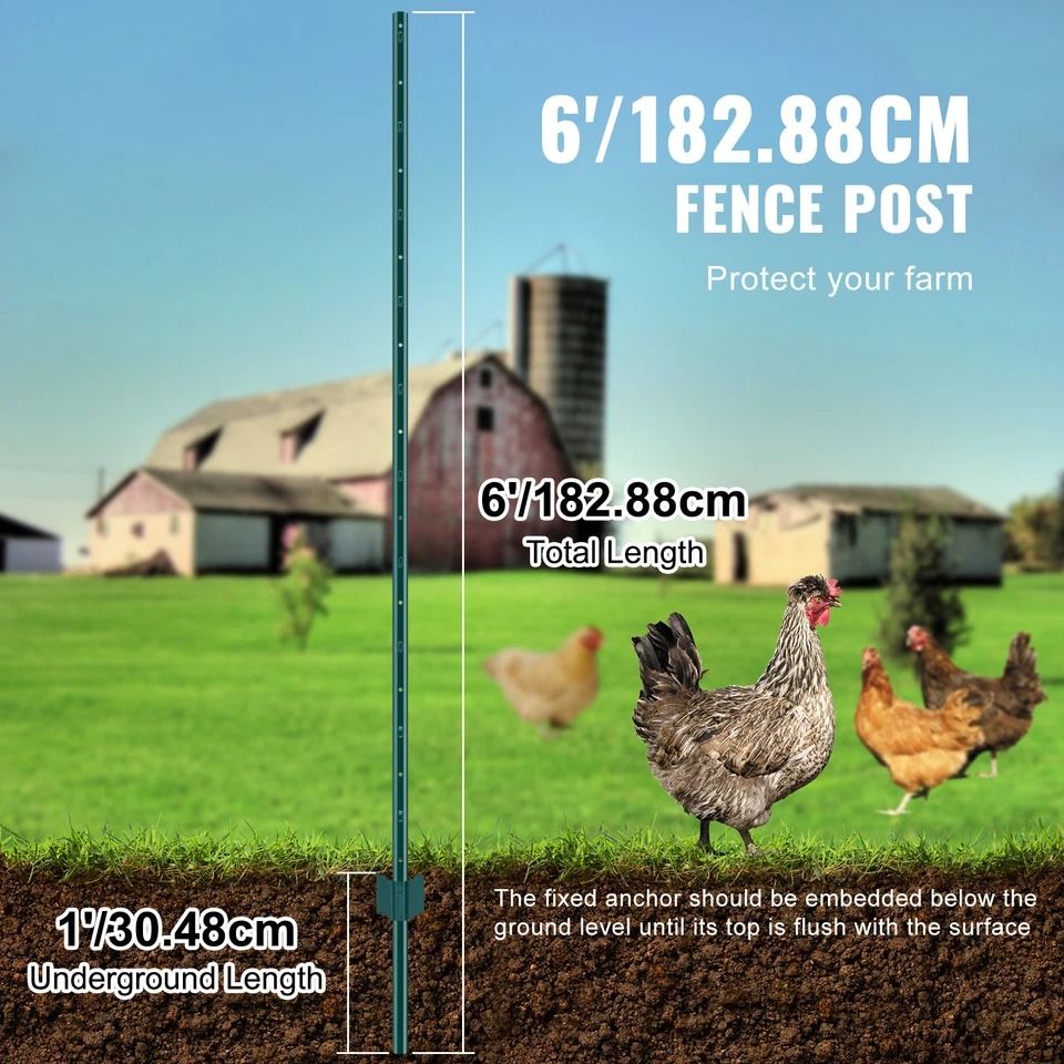 Heavy Duty Green Metal T-Post Fence Posts