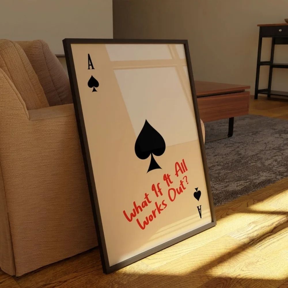 Spades Printed Playing Card Retro Art Canvas Wall Decoration