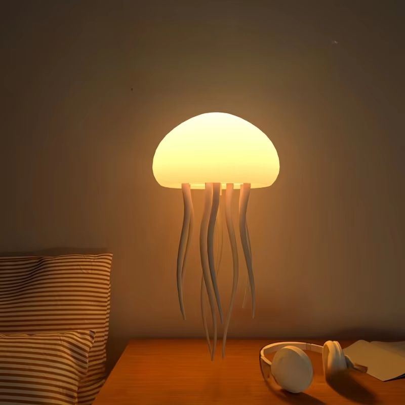 RGB Jellyfish Night Light with Gradient Lighting Voice Control Type C Rechargeable Bedside Lamp