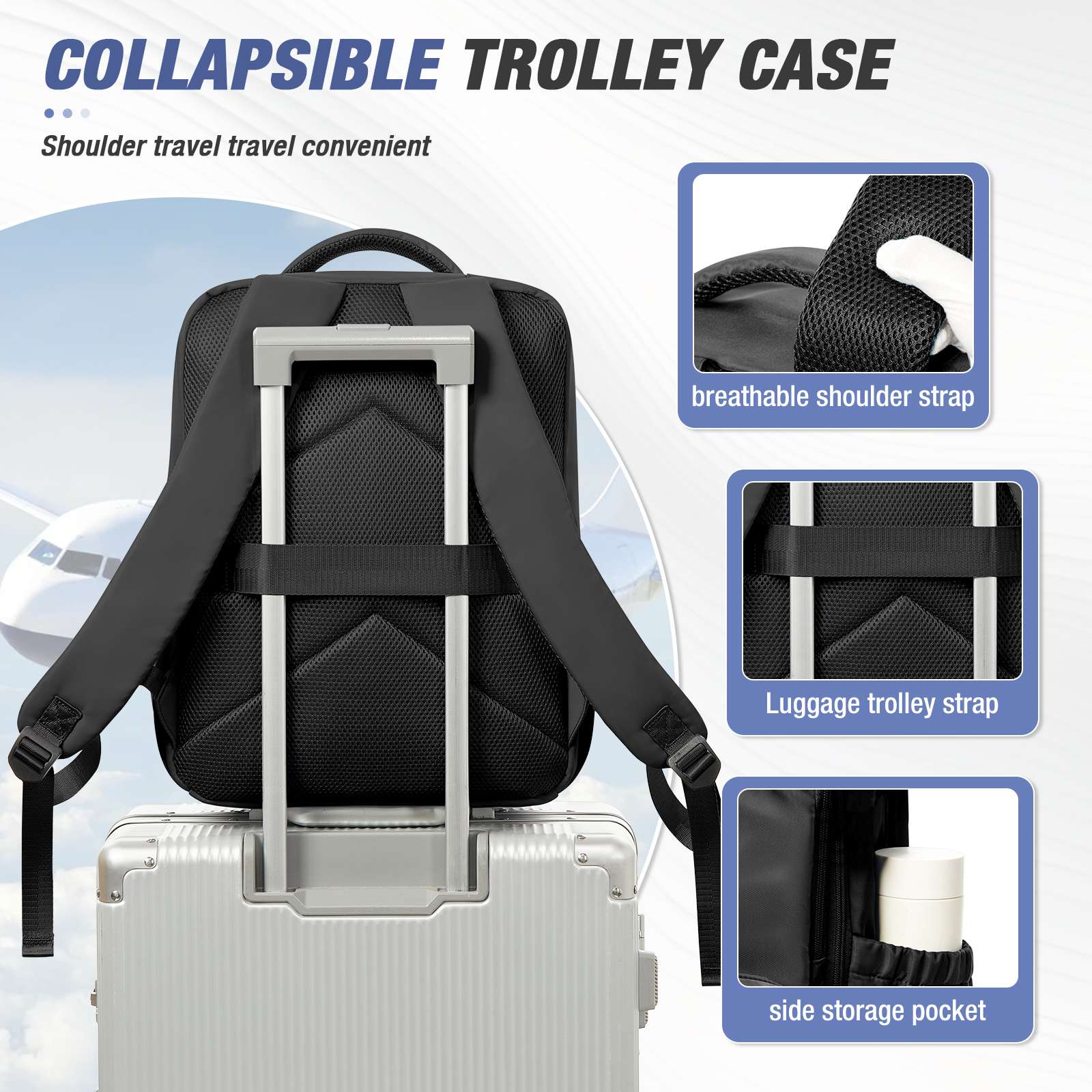 Vacuum Compression Travel Backpack Laptop Carry On Expandable Cabin Bag