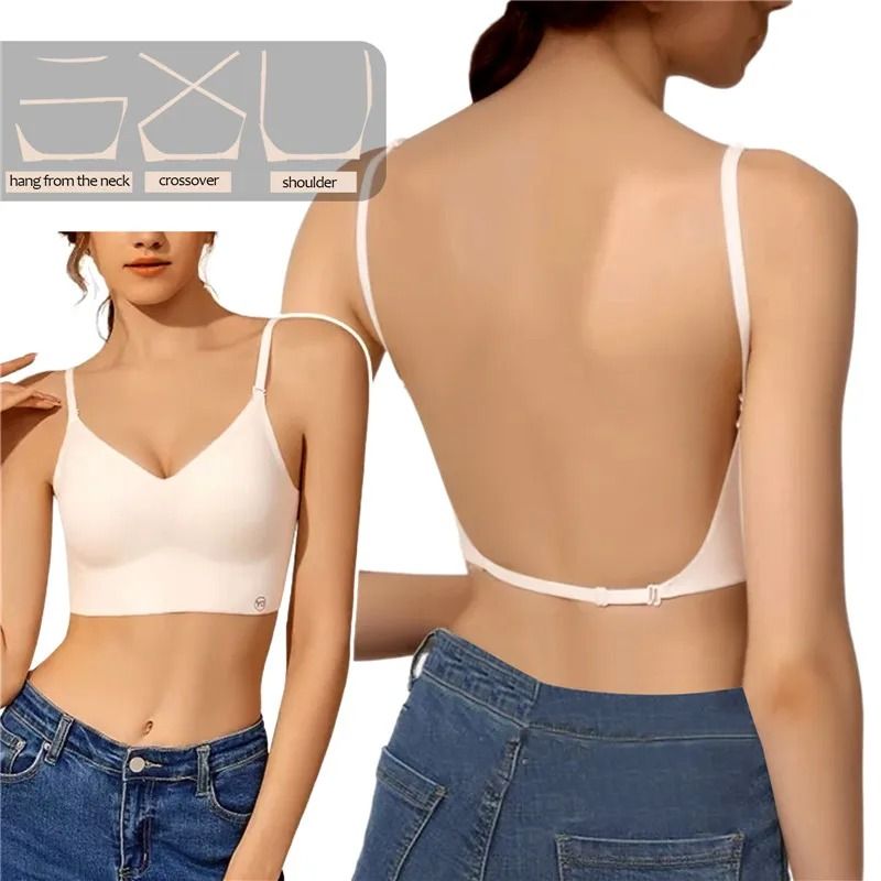 2024 Invisible Backless Push Up Bra | Low Cut Plunge Open Back Lingerie
