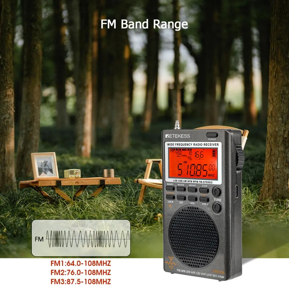 Portable Full Band Digital Radio Receiver for Outdoor FM, SW, VHF, UHF, NOAA, Bluetooth