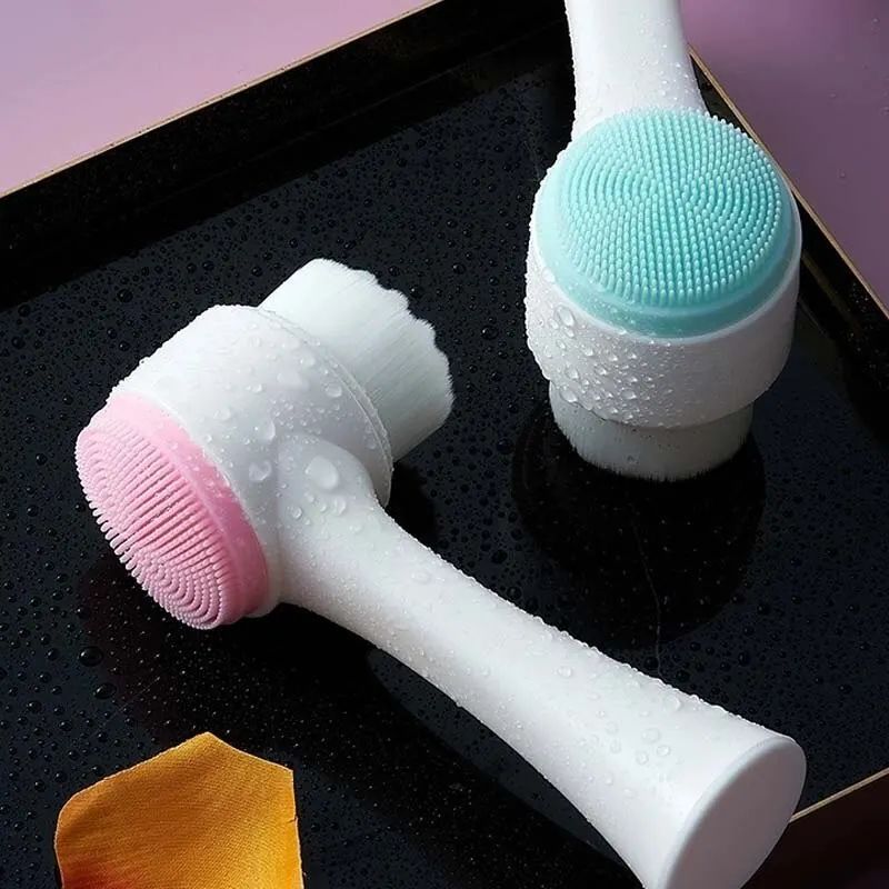 3D Double-Sided Silicone Facial Cleansing Brush for Gentle Exfoliation & Massage