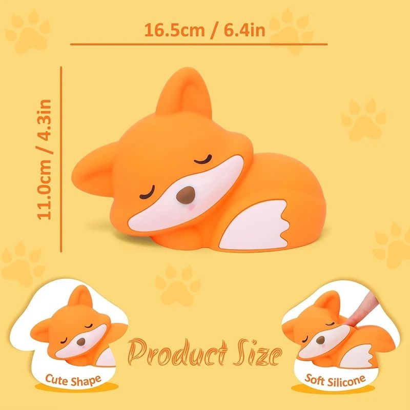 Adorable Squishy Silicone Fox Night Light and Nursery Lamp