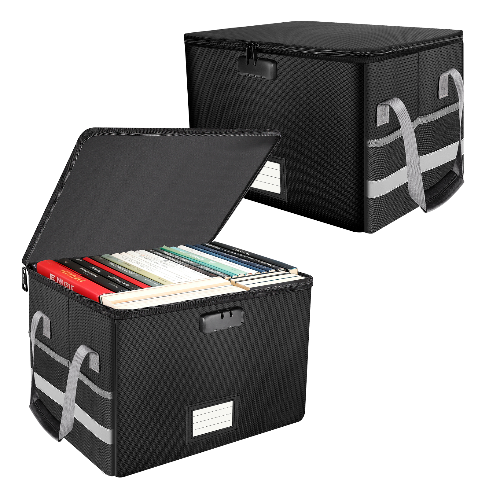 Fireproof Document Box Foldable Storage Box with Lockable Security
