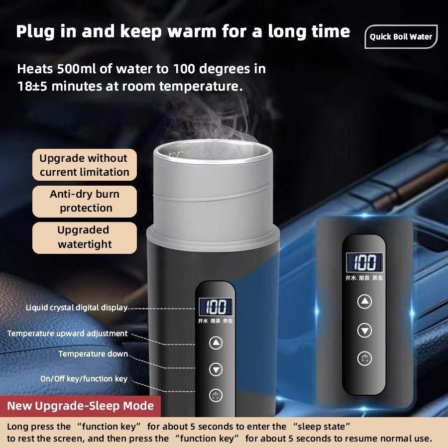 Portable Electric Travel Kettle with Adjustable Temperature