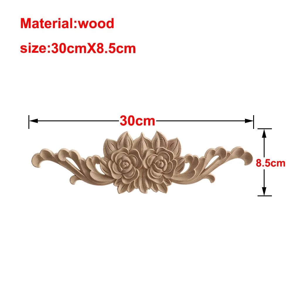 Carved Wooden Rose Applique Decorative Furniture Trim Accent