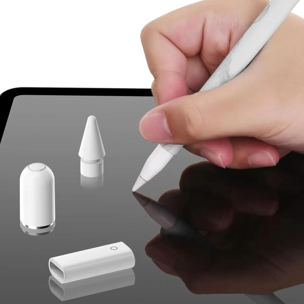 3-Piece Magnetic Charging Cap Stylus Replacement Caps with Built-In Smart Chip for Apple Pencil 1