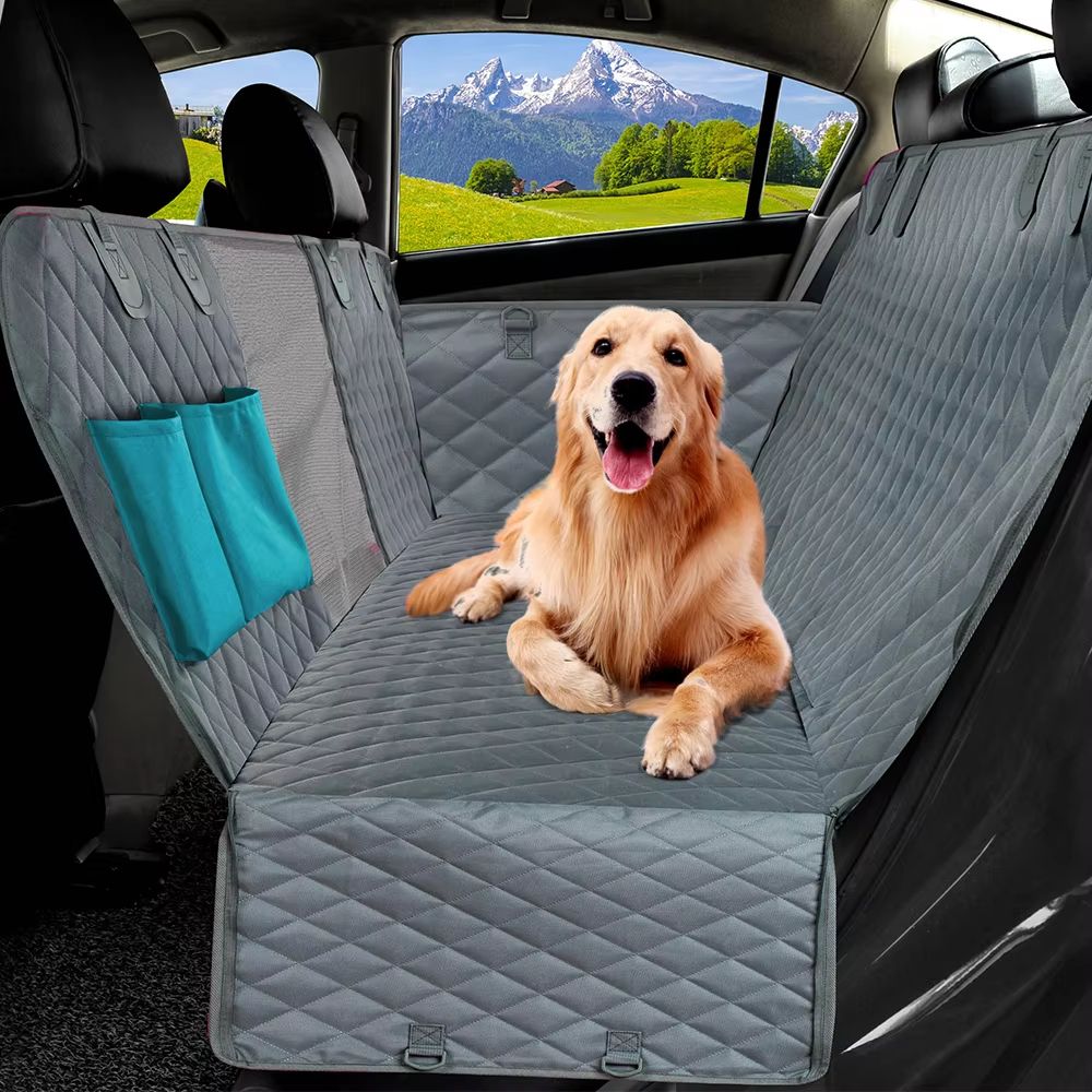 Waterproof Dog Car Hammock Back Seat Cover with Safety Belt for SUVs, Trucks, and Cars