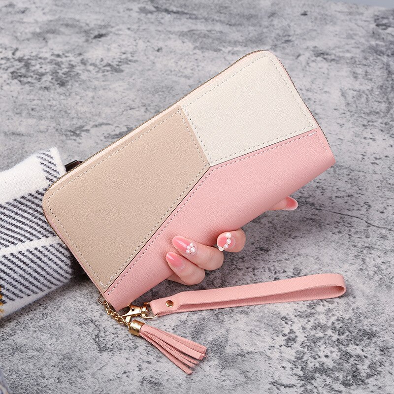 Womens Long Zipper Wallet PU Leather Card Holder Purse