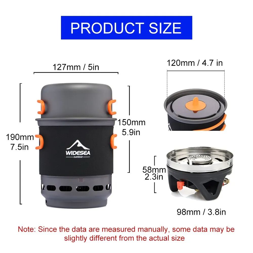 Widesea Outdoor Camping Stove Set, Heat Exchanger Pot, Gas Burner, and Cookware for Hiking & Travel