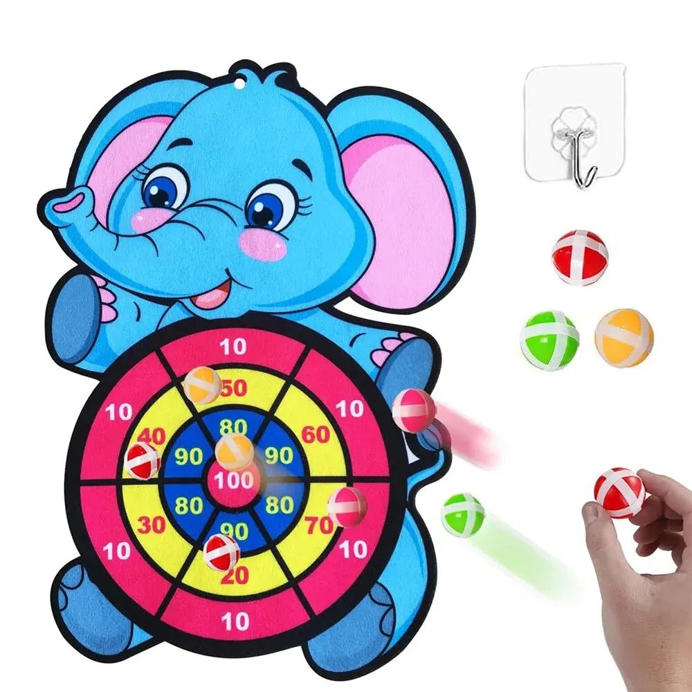 Cartoon Animal Kids Dart Board with Sticky Balls Indoor Outdoor Toss Game