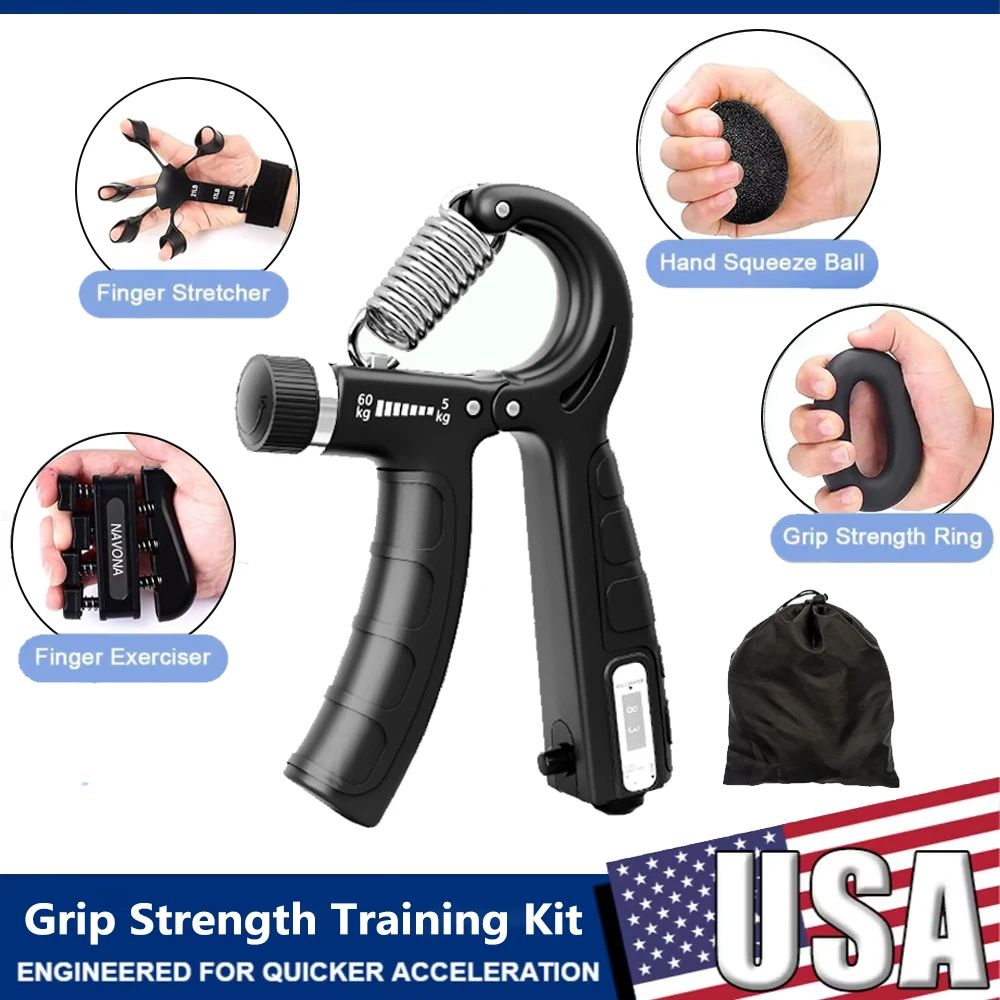 Adjustable Hand Grip Strength Trainer Kit – 5-Piece Hand Grip Strengthener & Finger Exerciser Set