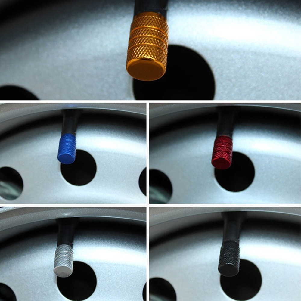 Aluminum Tire Wheel Stem Air Valve Caps, Knurling Style, Universal Fit for Cars, Trucks & Motorcycles