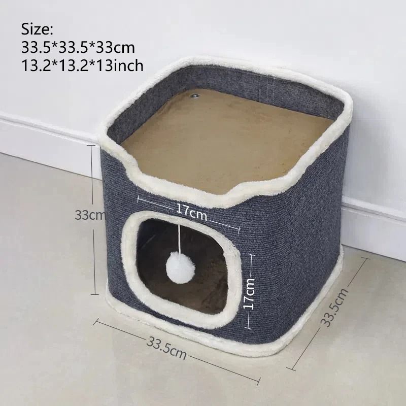 Luxury 3-Tiers Covered Cat Bed and Winter Pet Cave